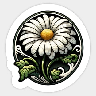 art nouveau daisy April birth month flower Sticker